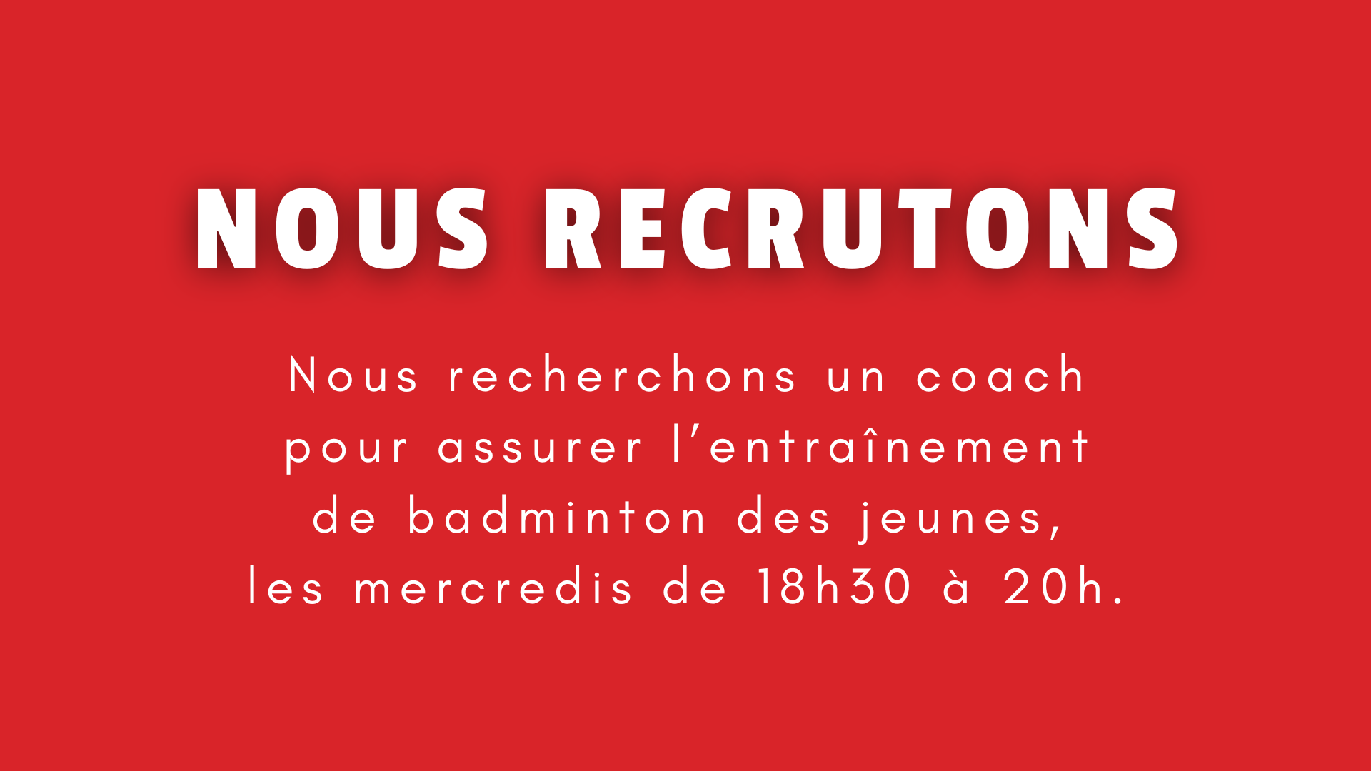 Recrutement d'un coach de badminton à Autun